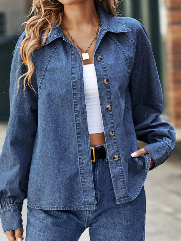 Button Up Long Sleeve Denim Shirt